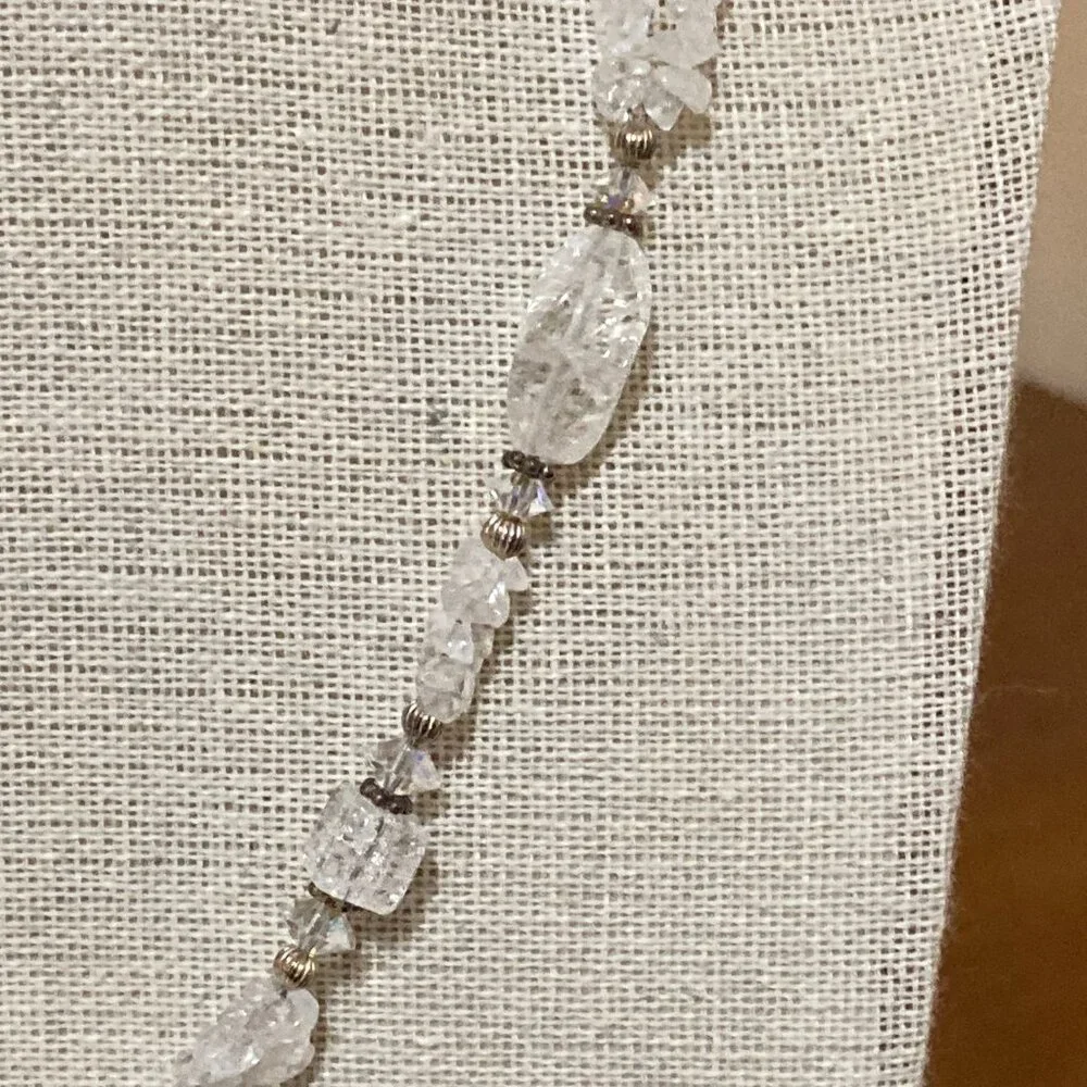 White Quartz and Crystal Necklace 18" Sterling Silver - Picture 4 of 9